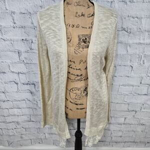 AB Studio open cardigan Sz XL long sleeve beige casual sweater A8